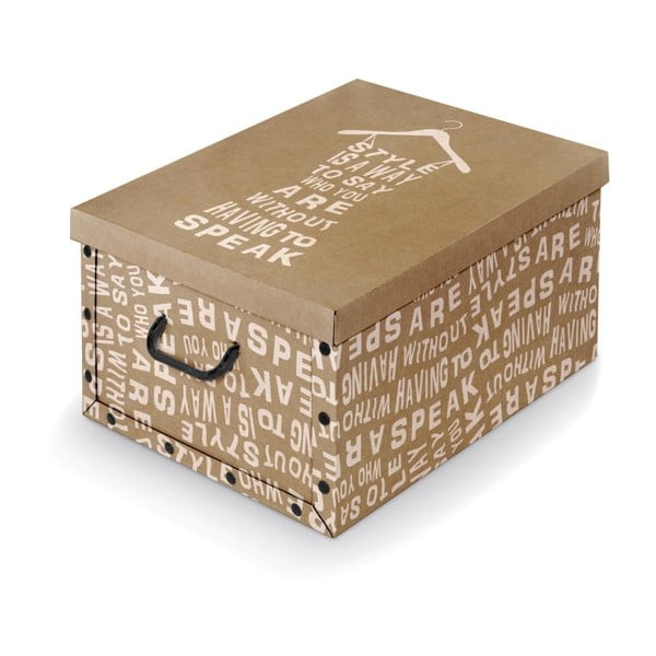 Brūna uzglabāšanas kaste ar baltām detaļām Domopak Kraft, garums 50 cm