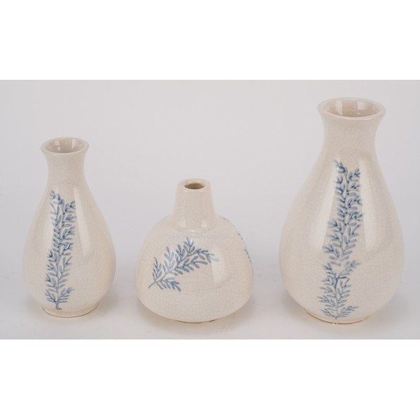 Krēmkrāsas keramikas vāzes (3 gab.) (augstums 16,5 cm) – Ego Dekor-image-1