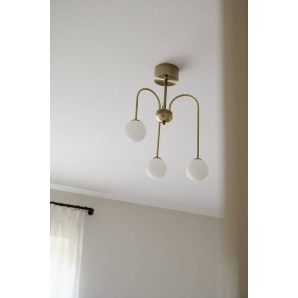 Balta/misiņa krāsas griestu lampa no opāla stikla ar regulējamu spilgtumu ø 42 cm Marne – Jotex-image-2