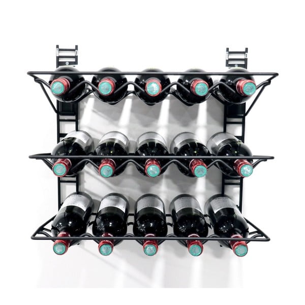 Melns sienas stiprinājums 15 vīna pudelēm Compactor Walltech