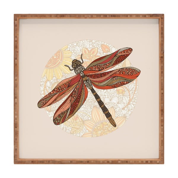 Koka dekoratīvais servēšanas paplātes Dragonfly, 40 x 40 cm