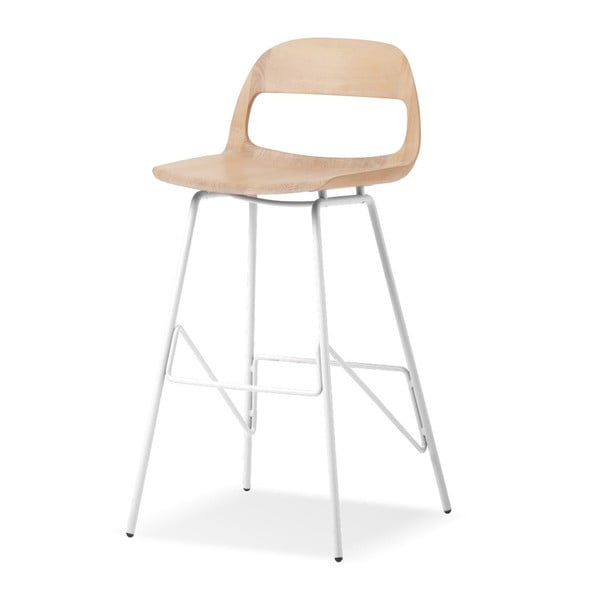 Bāra krēsls ar ozola masīvkoka sēdekli un baltām kājām Gazzda Leina, augstums 94 cm