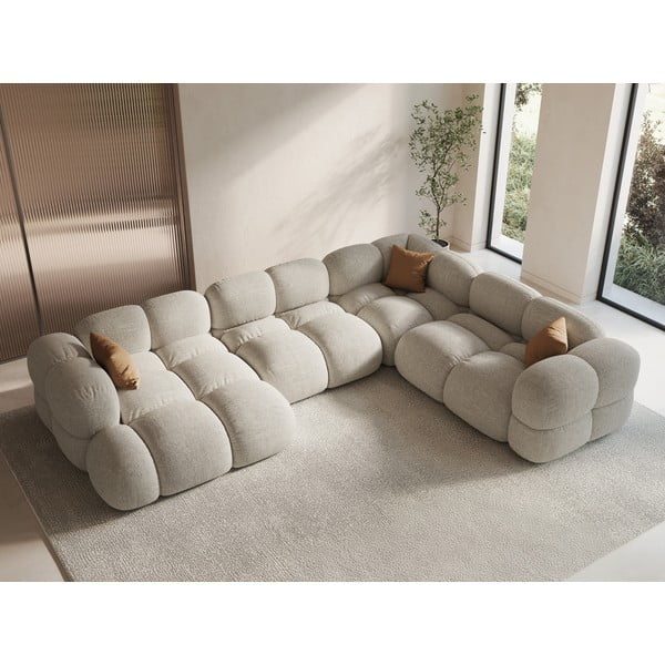 Bēšs stūra dīvāns (ar labo stūri/U veida) Loretto – Cosmopolitan Design-image-1