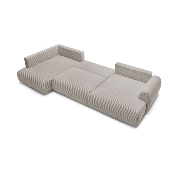 Gaiši pelēks/bēšs velveta salokāms/ar uzglabāšanas vietu stūra dīvāns (ar kreiso stūri/U veida) Lucien – Bobochic Paris-image-4