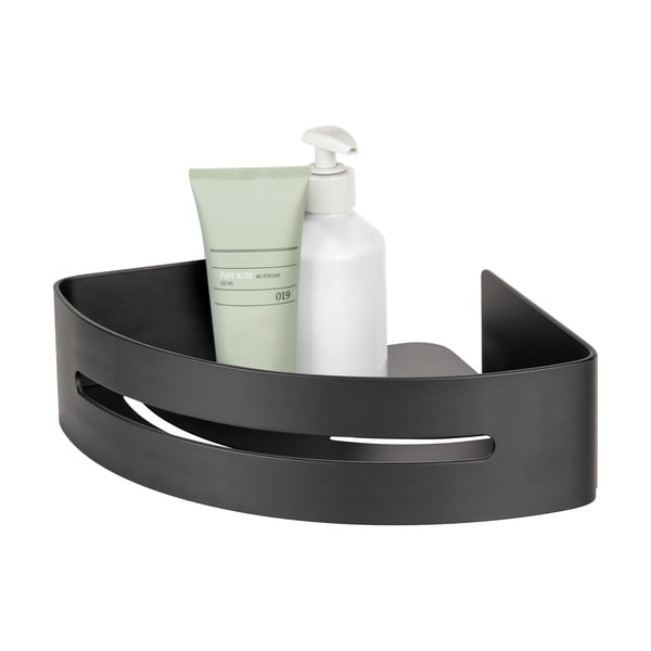 Matēti melns stūra metāla pašlīmējošs vannas istabas plaukts Bivio – Wenko-image-2