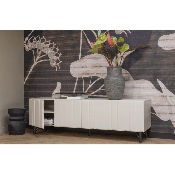 Krēmkrāsas priedes masīvkoka TV galdiņš 181x56 cm Miller – WOOOD-image-4