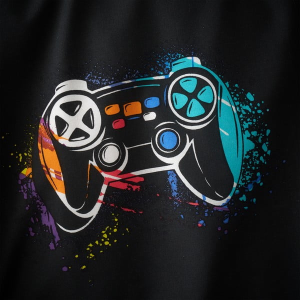 Melns divguļamais bērnu palags ar gumiju 135x190 cm Game Over – Catherine Lansfield-image-2