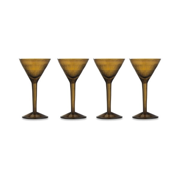 4 tumši dzeltenu pārstrādāta stikla kokteiļa glāžu komplekts Nkuku Mila