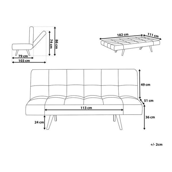 Gaiši pelēks dīvāns gulta Monobeli Nancy-image-2