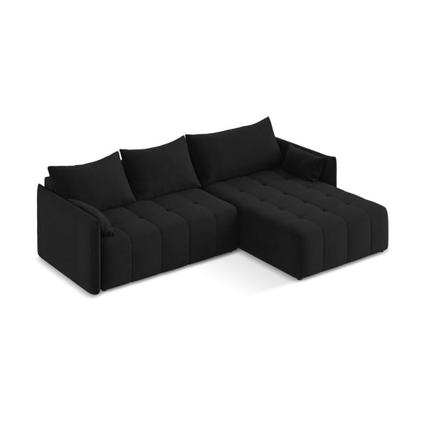 Melns salokāms/ar uzglabāšanas vietu stūra dīvāns (ar labo stūri/ar zvilni) Moku – Makamii-image-2