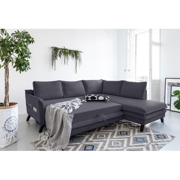 Antracīta pelēks izlaižams stūra dīvāns Miuform Charming Charlie L, labais stūris-image-3