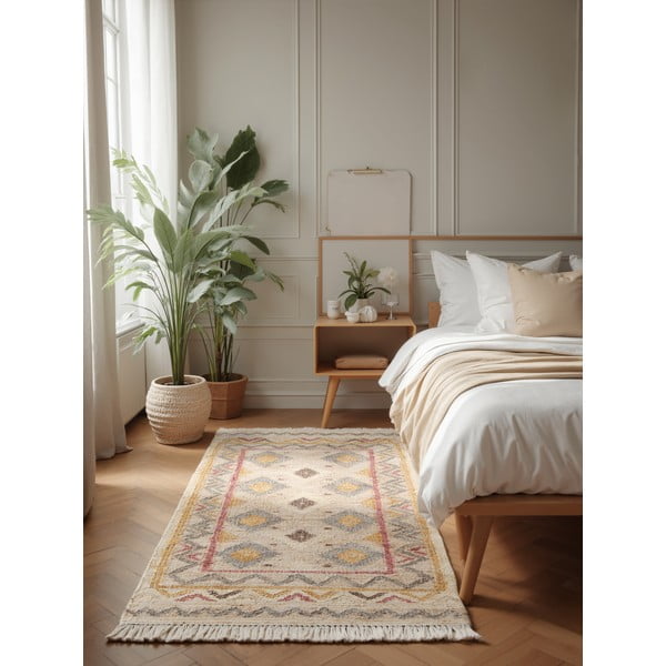 Krēmkrāsas ar rokām darināts džutas celiņa paklājs 80x200 cm Roya Imani – Elle Decoration-image-1