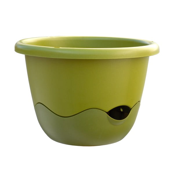 Zaļš iekarināms pašapūdeņojošs puķu pods Plastia Mareta, garums 25 cm-image-1