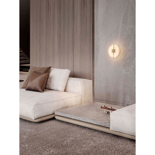 Krēmkrāsas/misiņa krāsas LED sienas lampa ar akmens imitāciju Aider – Nova Luce-image-1