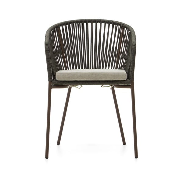 Zaļš metāla/polsterēts dārza krēsls Yanet – Kave Home-image-2