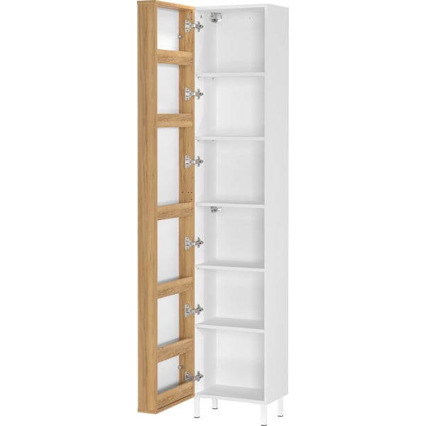 Balts augsts/šaurs vannas istabas skapis 39x195 cm Topeka – Germania-image-3