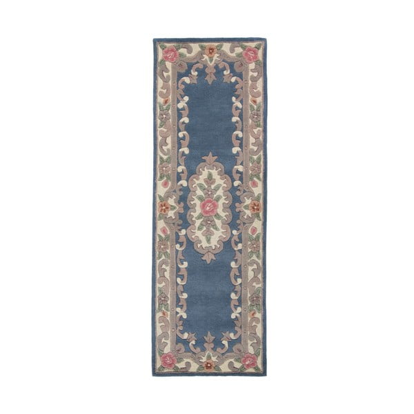 Zils vilnas paklājs Flair Rugs Aubusson, 67 x 210 cm