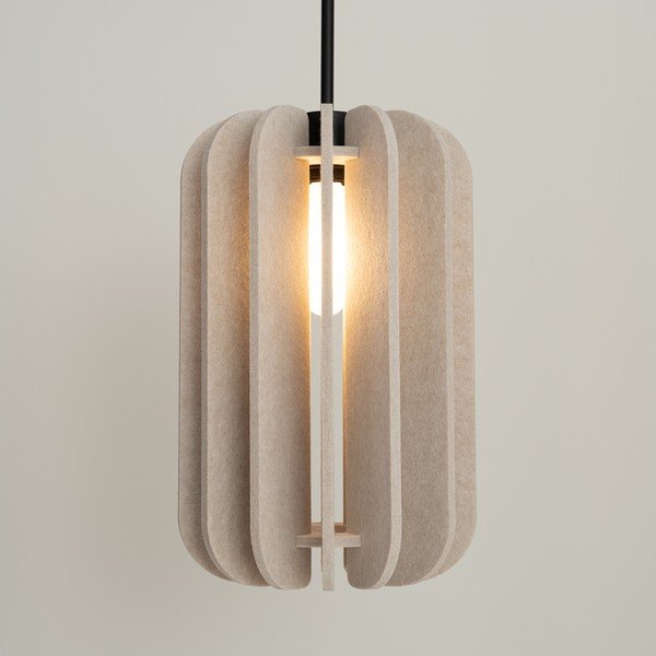 Bēša metāla piekaramā lampa ar auduma abažūru ø 27 cm Elom – Sollux-image-2