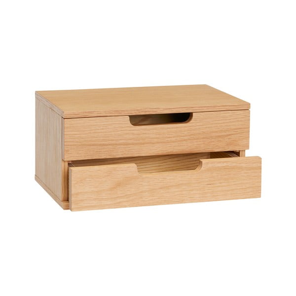 Dabīga toņa piekarināms naktsskapītis ar plauktiem un ozolkoka imitāciju AtHand – Hübsch-image-2