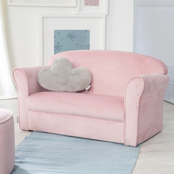 Gaiši rozā samta bērnu dīvāns 78 cm Lil Sofa – Roba-image-1