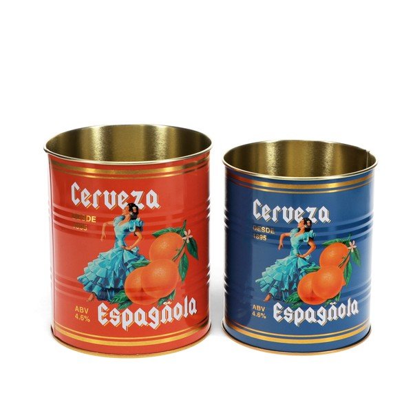 Dekoratīvas alvas uzglabāšanas kastes (2 gab.) ø 11x13 cm Cerveza Española – Rex London