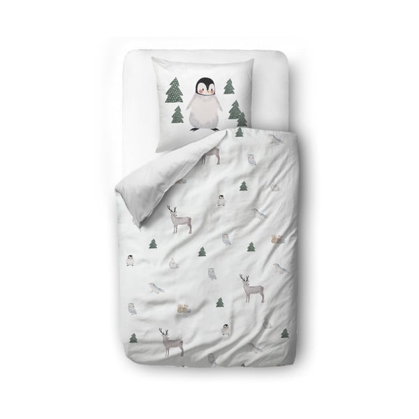 Bērnu vienvietīga gultas veļa no kokvilnas satīna 140x200 cm Polar Animals – Butter Kings