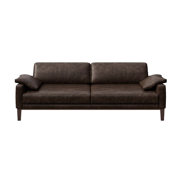 Tumši brūns ādas dīvāns MESONICA Musso, 211 cm
