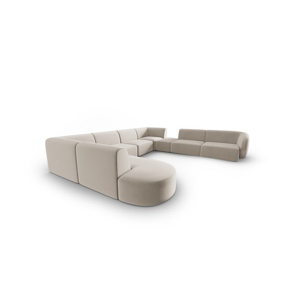 Bēšs samta stūra dīvāns (ar labo stūri/U veida) Paolo – Milo Casa-image-2