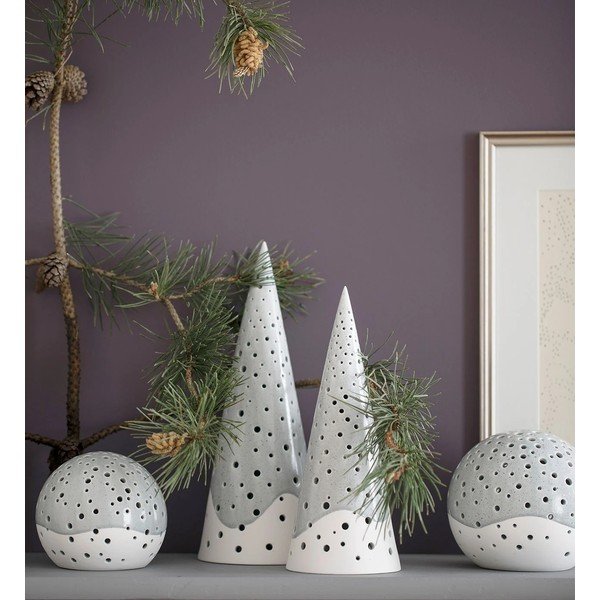 Pelēks porcelāna Ziemassvētku svečturis Kähler Design Nobili, ⌀ 14 cm-image-3