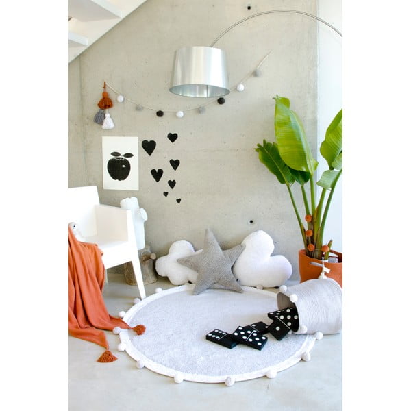 Gaiši pelēks mazgājams/ar rokām darināts kokvilnas bērnu paklājs ø120 cm Bubbly – Lorena Canals-image-3