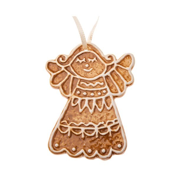 Keramikas Ziemassvētku eglītes rotājums 10 cm Gingerbread Angel – Dakls