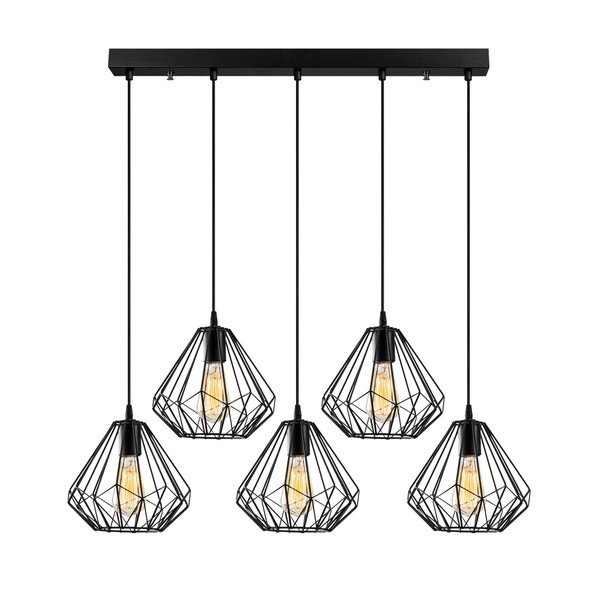 Melna piekaramā lampa ar metāla abažūru Diamond – Opviq lights-image-2