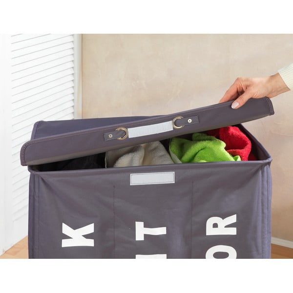 Pelēks trīskāršs veļas grozs Wenko Trivo, 117,6 l-image-2