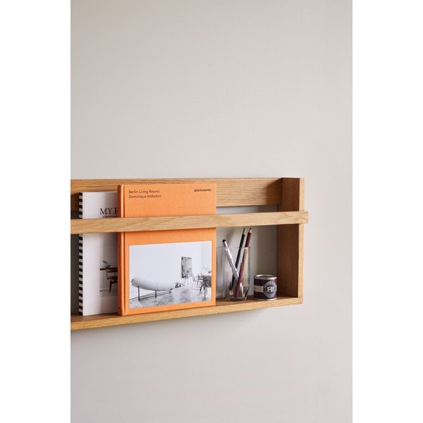 Dabīga toņa daudzlīmeņu/bildēm ozola masīvkoka sienas plaukts 110 cm Display – Hübsch-image-1