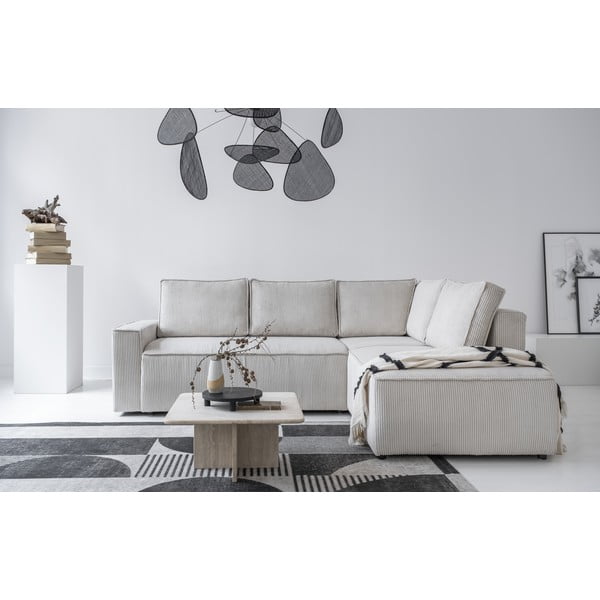 Balts velveta salokāms stūra dīvāns (ar labo stūri) Brave Dave – Miuform-image-1