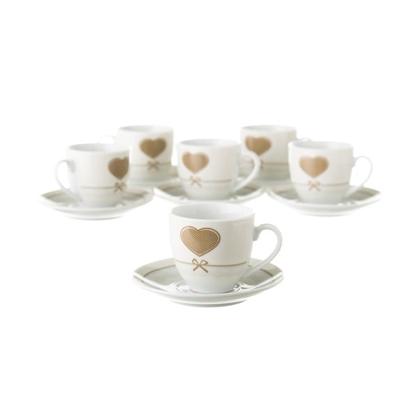 6 tasīšu un apakštasīšu komplekts uz metāla statīva Unimasa Heart-image-1