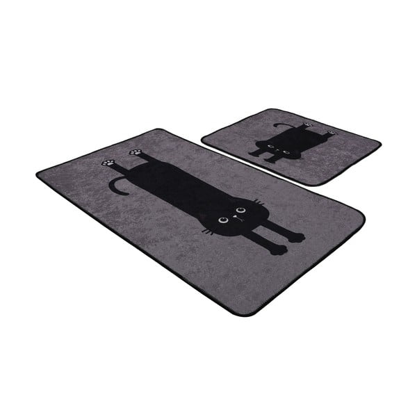 Melni/pelēki vannas istabas paklājiņi (2 gab.) 60x100 cm Comfort – Foutastic-image-3