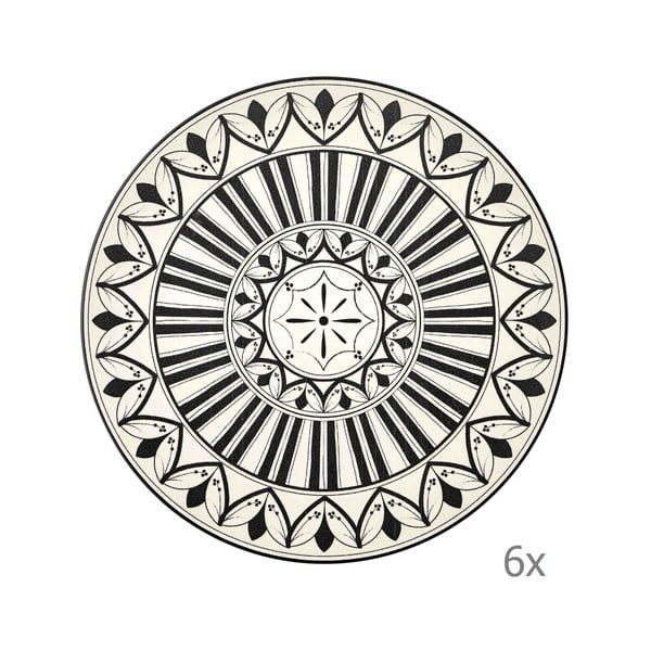 6 krēmkrāsas porcelāna pusdienu šķīvju komplekts ar melnu ornamentu Mia Maroc Tabak, ⌀ 26 cm