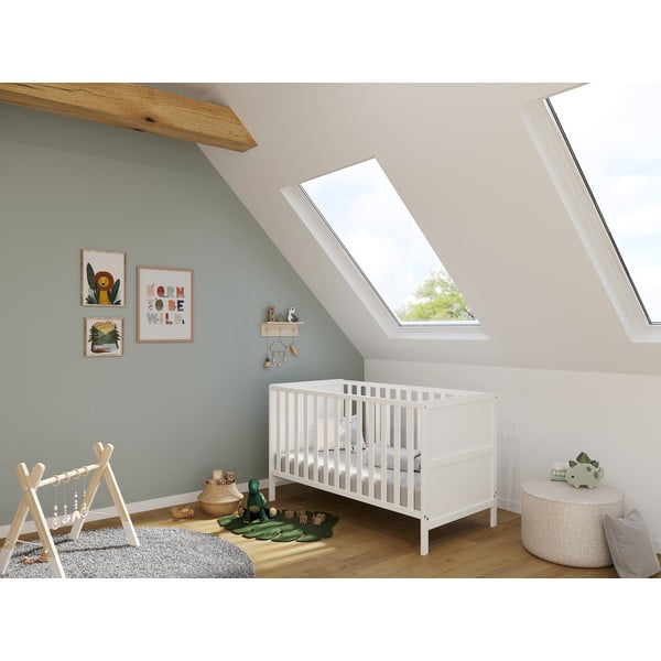 Balta masīvkoka bērnu gultiņa 70x140 cm Alkmaar – Germania-image-1