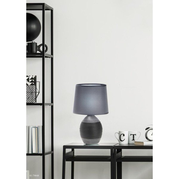 Tumši pelēka galda lampa ar auduma abažūru (augstums 35 cm) Ambon – Candellux Lighting-image-1