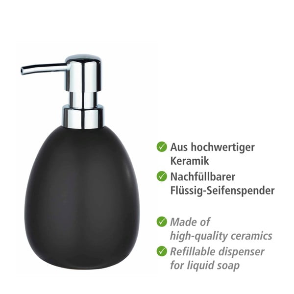 Matēti melns keramikas ziepju dozators Wenko Polaris-image-4