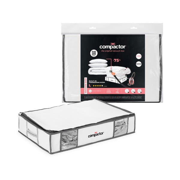 Vakuuma tekstila drēbju uzglabāšanas kaste ar stingrām malām 65x50x15,5 cm Life – Compactor