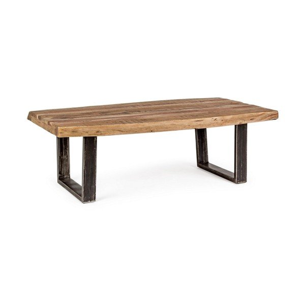 Melns/dabīga toņa žurnālgaldiņš ar akācijas koka galda virsmu 70x120 cm Elmer – Bizzotto