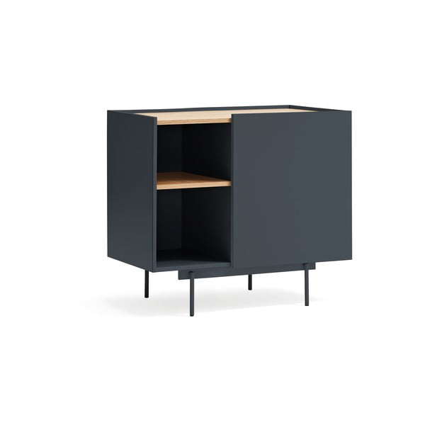 Antracīta pelēka/dabīga toņa zema kumode ar ozolkoka imitāciju 90x78 cm Otto – Teulat-image-1