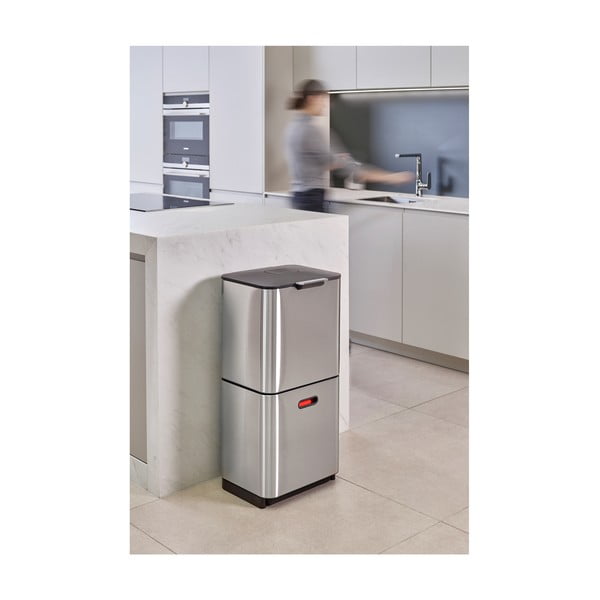 Sudraba krāsas atkritumu šķirošanas tērauda atkritumu tvertne 60 l Totem Max – Joseph Joseph-image-3