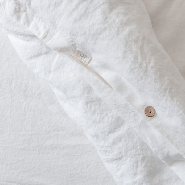 Balta divguļamā gultas veļa no lina maisījuma 200x220 cm – Linen Tales-image-3