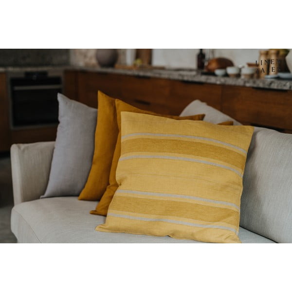Lina spilvendrāna 40x40 cm Amber Bronze Stripes – Linen Tales-image-4