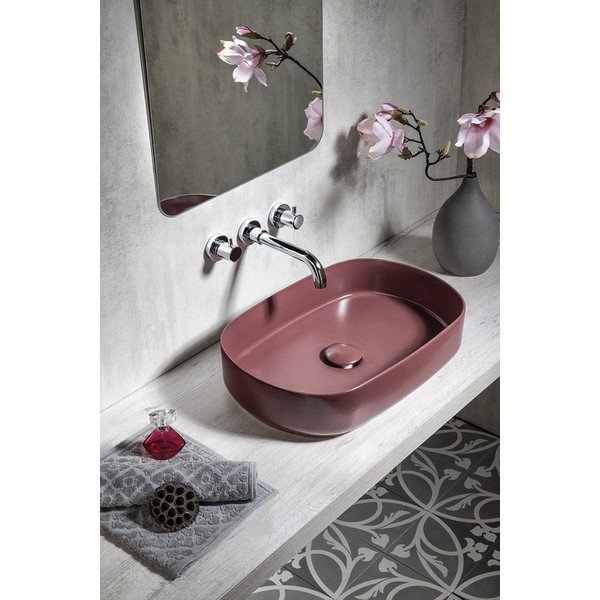 Bordo krāsas keramikas izlietne Sapho Infinity Oval, 55 x 36 cm-image-2