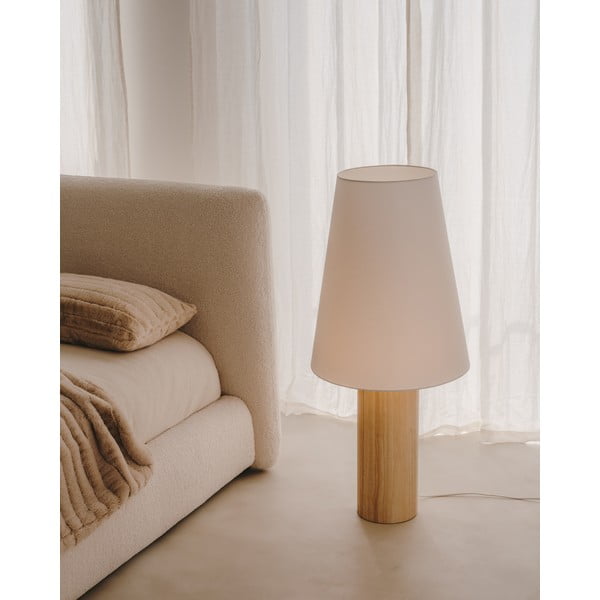 Balta/dabīga toņa stāvlampa ar auduma abažūru (augstums 110 cm) Marga – Kave Home-image-1