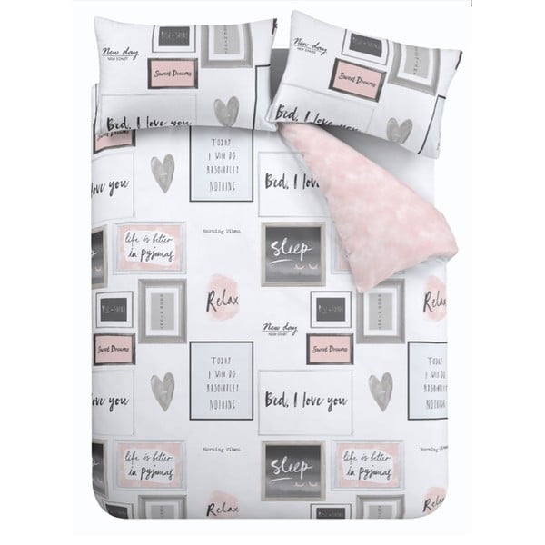 Balta/rozā divguļamā gultas veļa 200x200 cm Sleep Dreams – Catherine Lansfield